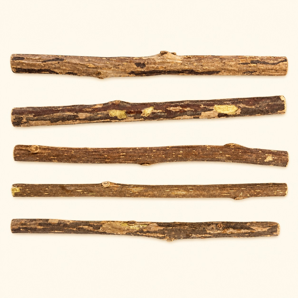 Five natural silvervine sticks shown as a product assortment
